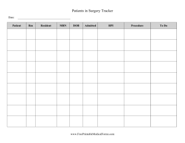 Patients In Surgery Medical Form