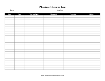 Physical Therapy Log Medical Form