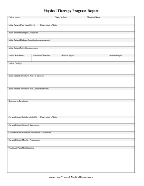 Physical Therapy Progress Report Medical Form