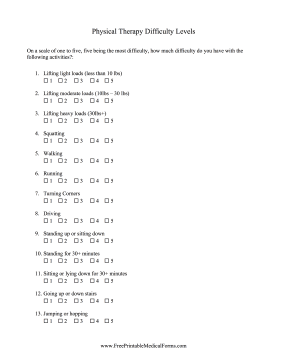 Physical Therapy Questionnaire Medical Form