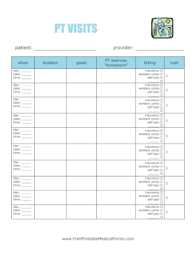 Physical Therapy Tracker Medical Form