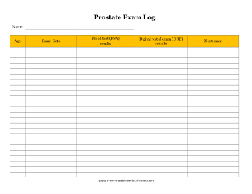 Prostate Exam Log Medical Form