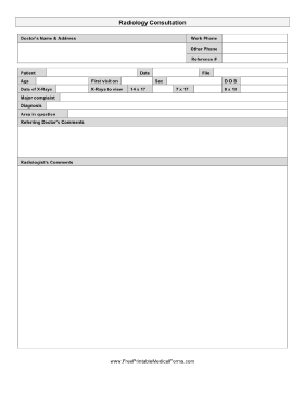 Radiology Consultation Medical Form