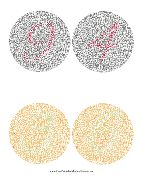 Red Color Blind Test Numbers Medical Form