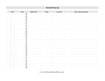 Repositioning Log Medical Form