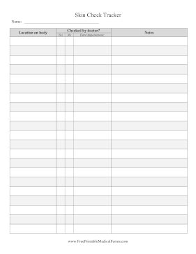 Skin Mole Check Tracker Medical Form