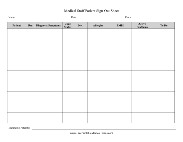 Staff Patient Sign-Out Medical Form