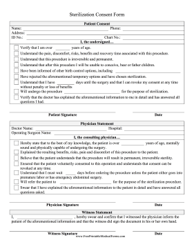 Sterilization Consent Form Medical Form