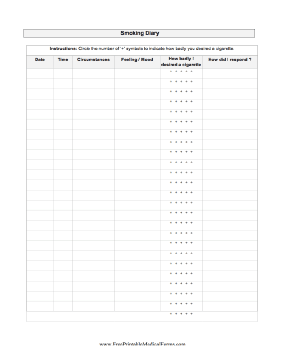 Smoking Diary Medical Form