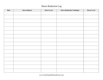 Stress Reduction Log Medical Form