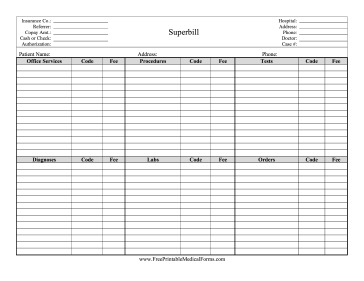 Superbill Medical Form