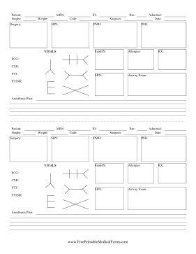 Surgery Scutsheet Medical Form