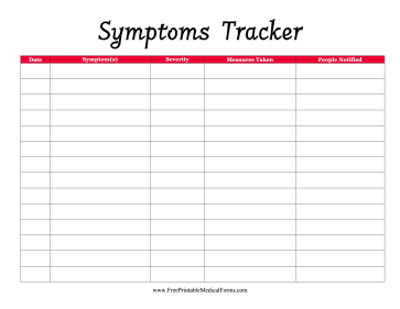 Symptoms Tracker Medical Form