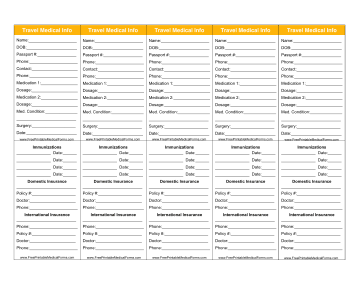 Travel Med Wallet Card Medical Form