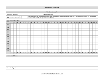 Treatment Schedule Medical Form