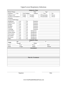 Upper Lower Respiratory Infections Medical Form