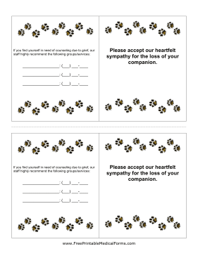 Veterinary Euthanasia Card Medical Form