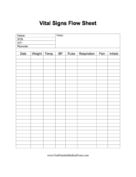 vital signs flow sheet