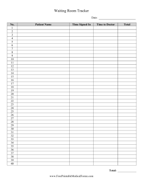 Waiting Room Tracker Medical Form