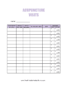 Acupuncture Visits medical form