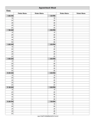 Appointment Sheet Ten Minute Intervals