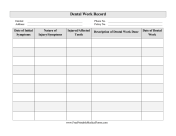 Dental Work Record