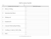 Fall Prevention Checklist medical form