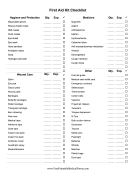 First Aid Kit Checklist