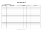 Mental Health Call Log medical form