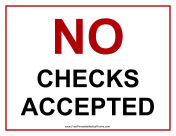 No Checks Accepted Sign