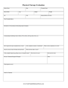 Physical Therapy Evaluation Form