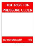 Pressure Ulcer Risk Hospital Door Sign medical form