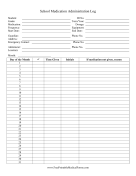 School Medication Administration Log